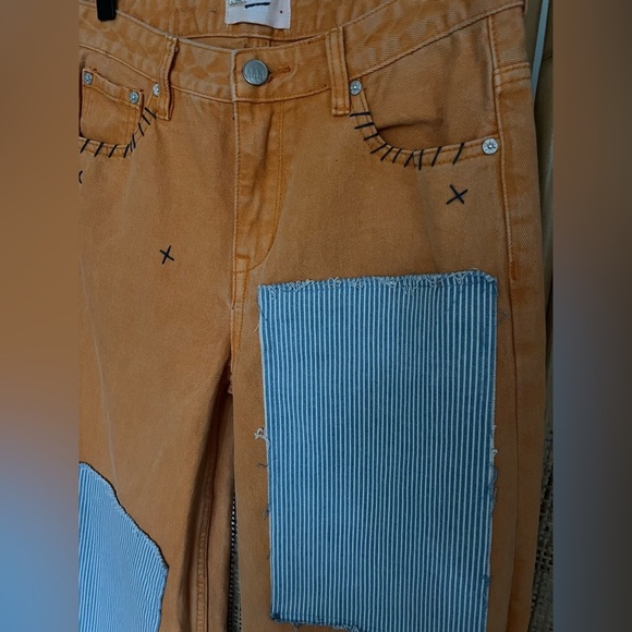 ZGY Orange Embroidered Patch Wide Leg Jeans - Picture 6 of 11